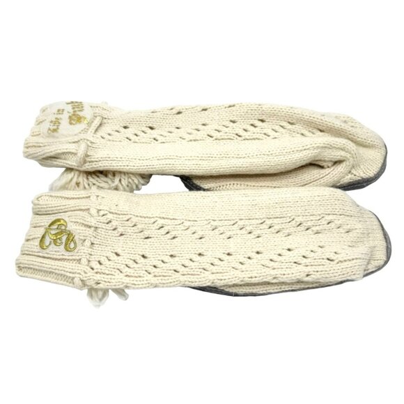 Y2K Victorias Secret Pink Sweater Knee High Socks Slippers Sz 9 Cream Tass - Picture 3 of 8